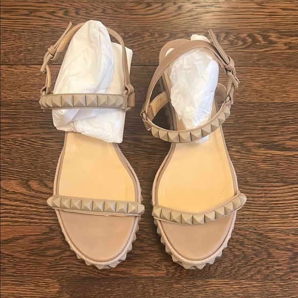 Christian Louboutin Tan Studded Women's Sandals - Picture 2 of 9